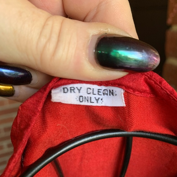 Vintage Indian Red Silk Sequined Embroidered Dress Size M - Picture 6 of 6